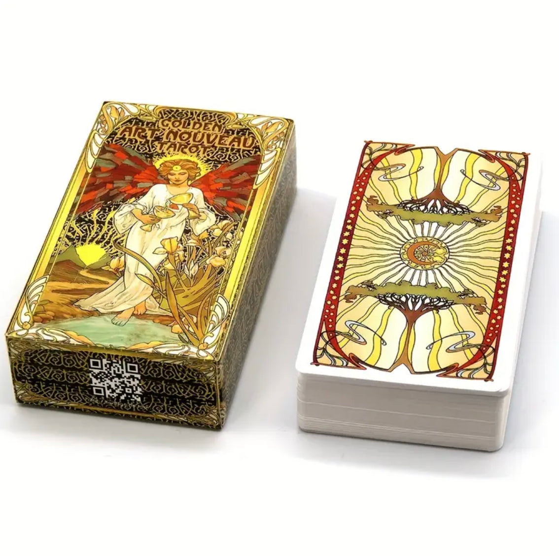 Golden Art Nouveau | Tarot Cards | English | Divination Tools | Cartomancy | Witch Supplies
