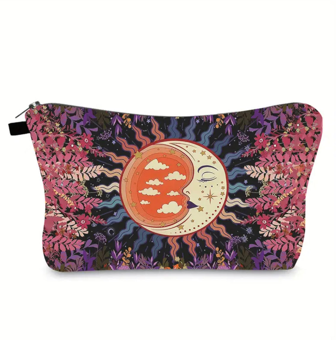 Moon Printed Pattern | Storage Bag for Spiritual Items | Crystals | Tarot | Zipper