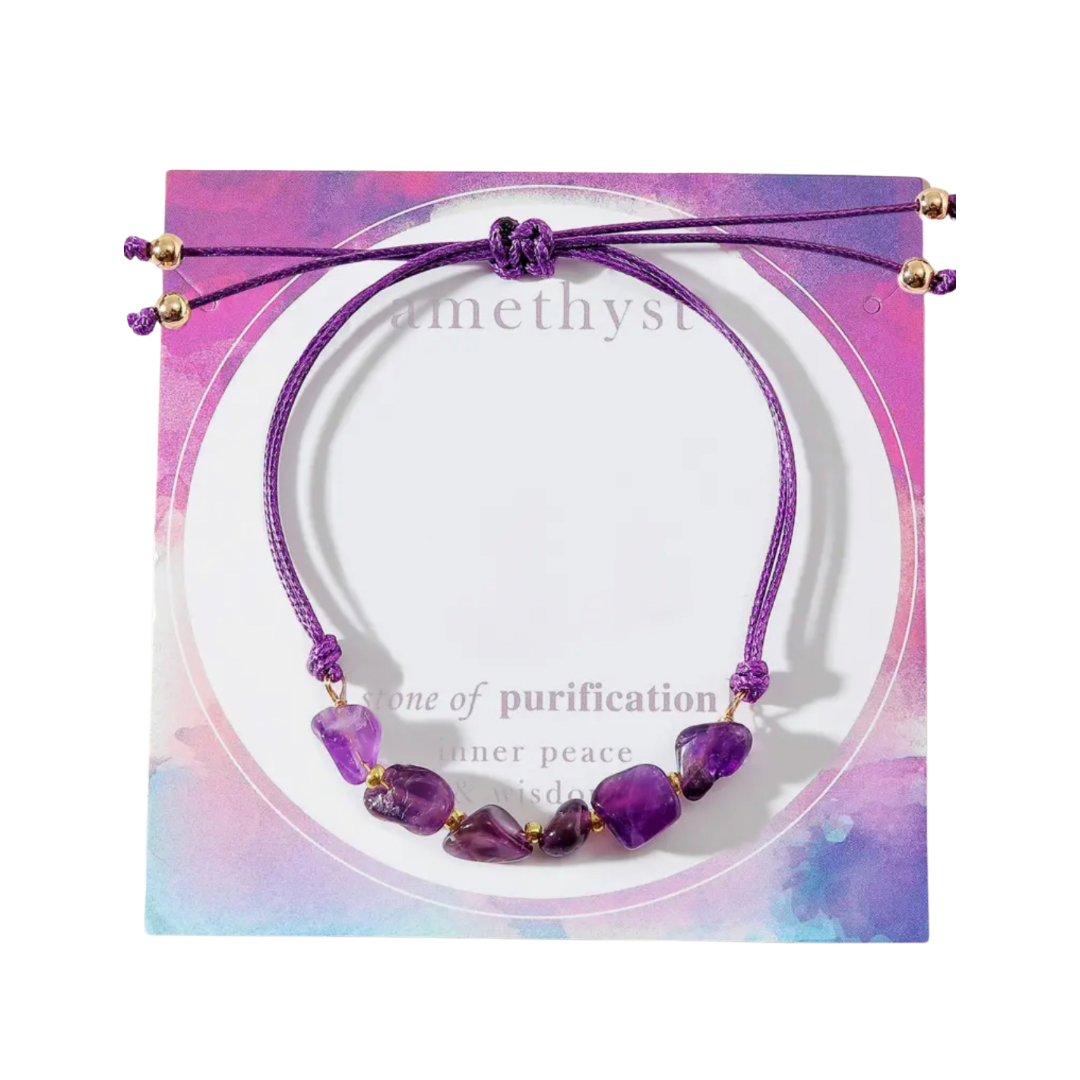 Amethyst Stone Adjustable Bracelet | Spiritual Jewelry