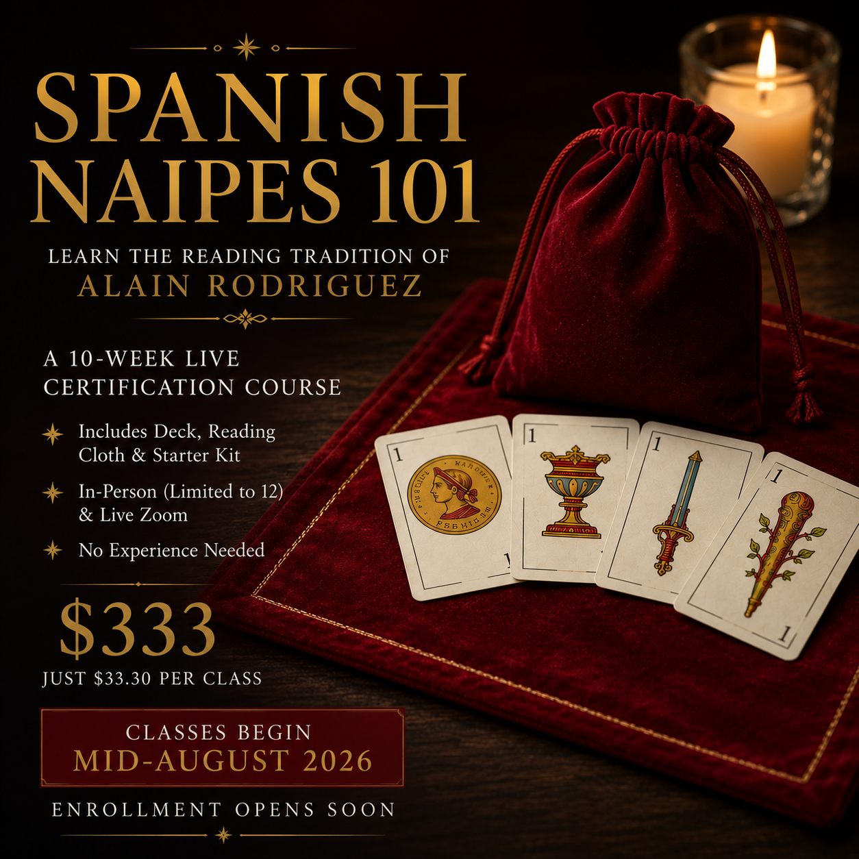 Spanish Naipes 101: Foundations of Traditional Card Reading (Aug-Oct 2026)