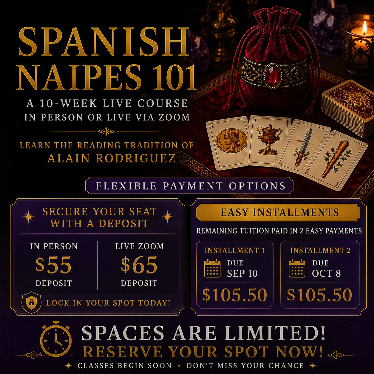 Spanish Naipes 101: Foundations of Traditional Card Reading (Aug-Oct 2026)