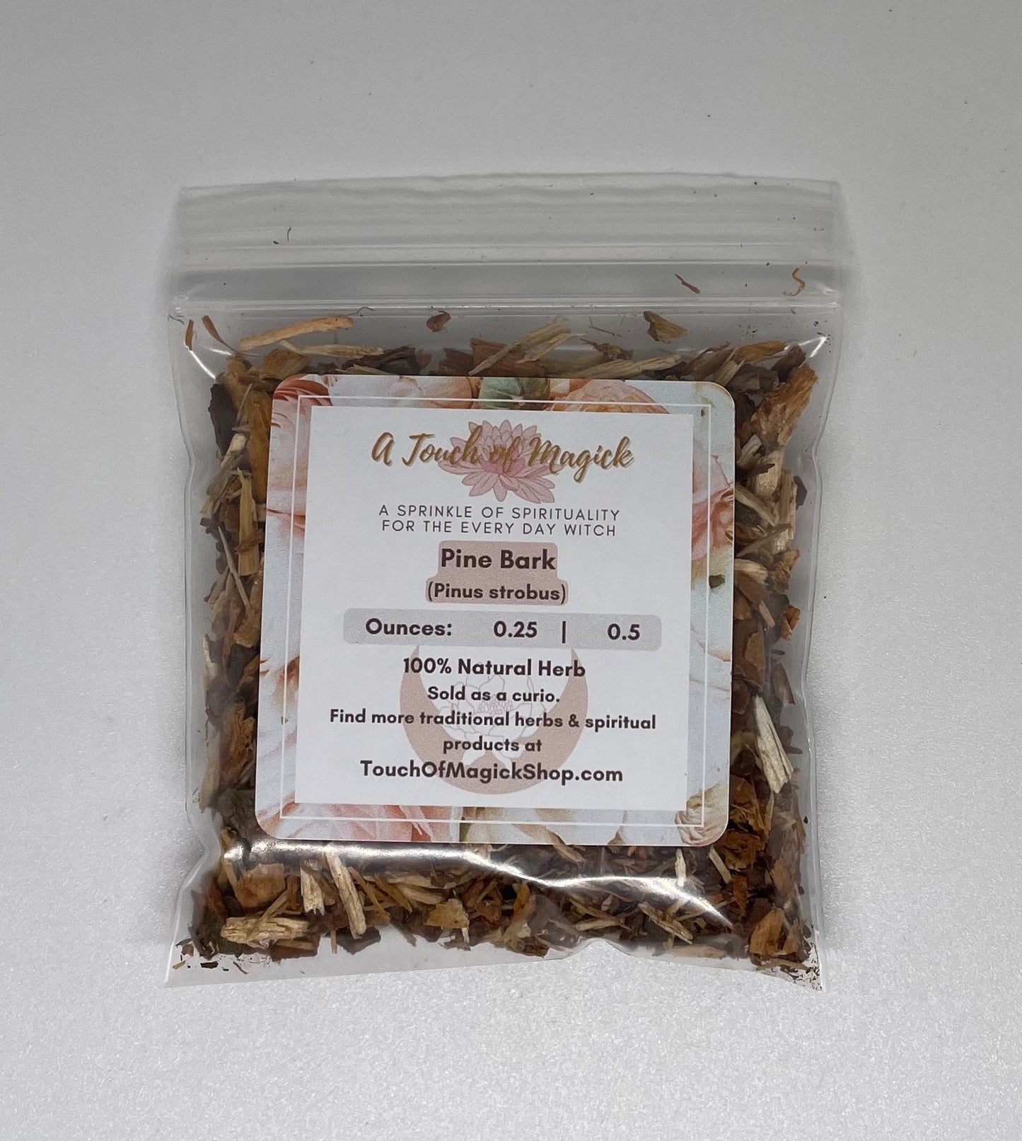 White Pine Bark | Pinus Strobus | 0.5 Ounces | Used for Purpose, Protection & Purification | Use in Spell Bottles, Mojo Bags and Baths |