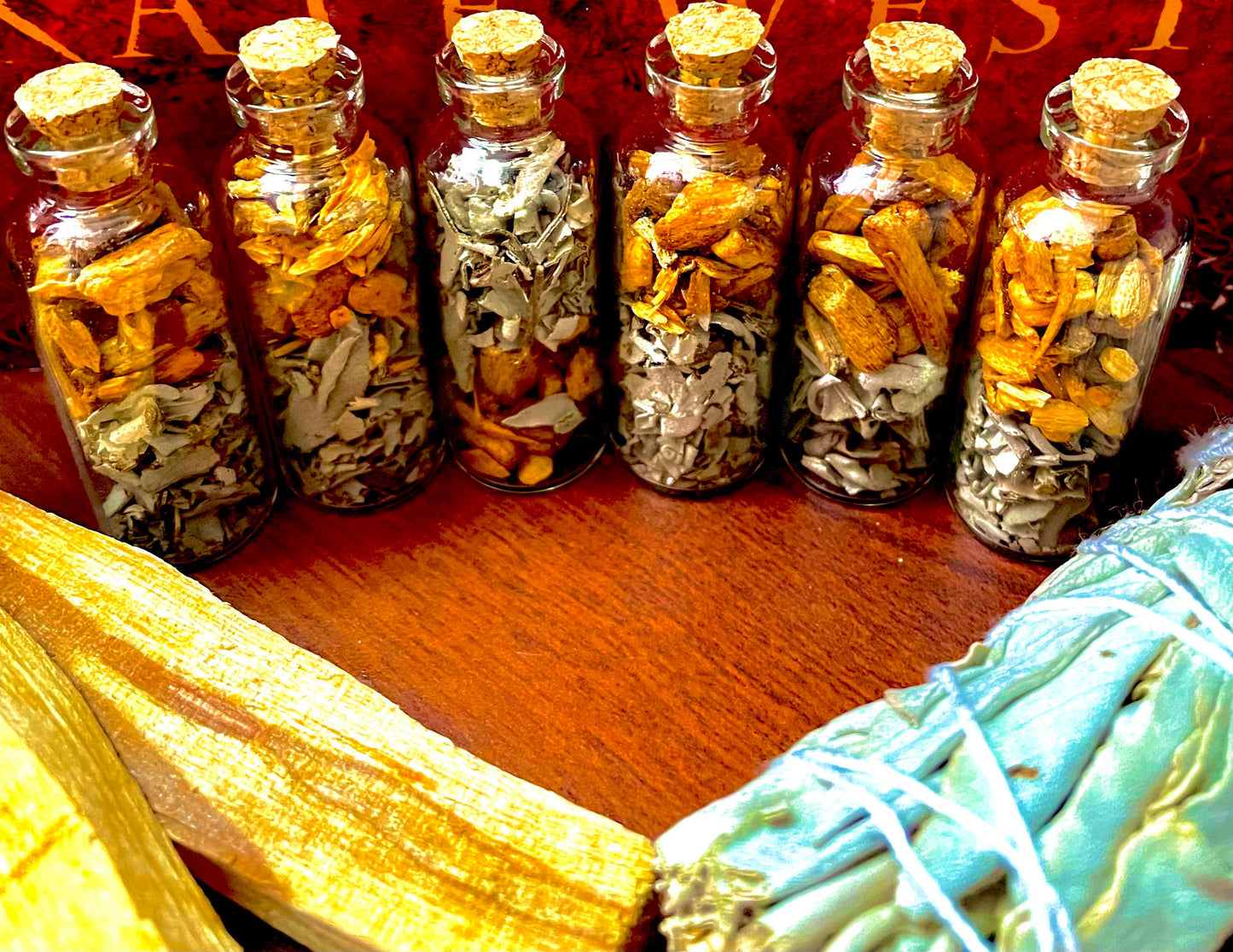 White Sage & Palo Santo Vial with Cork - Protection and Purification - Witch Gift - Protection Amulet