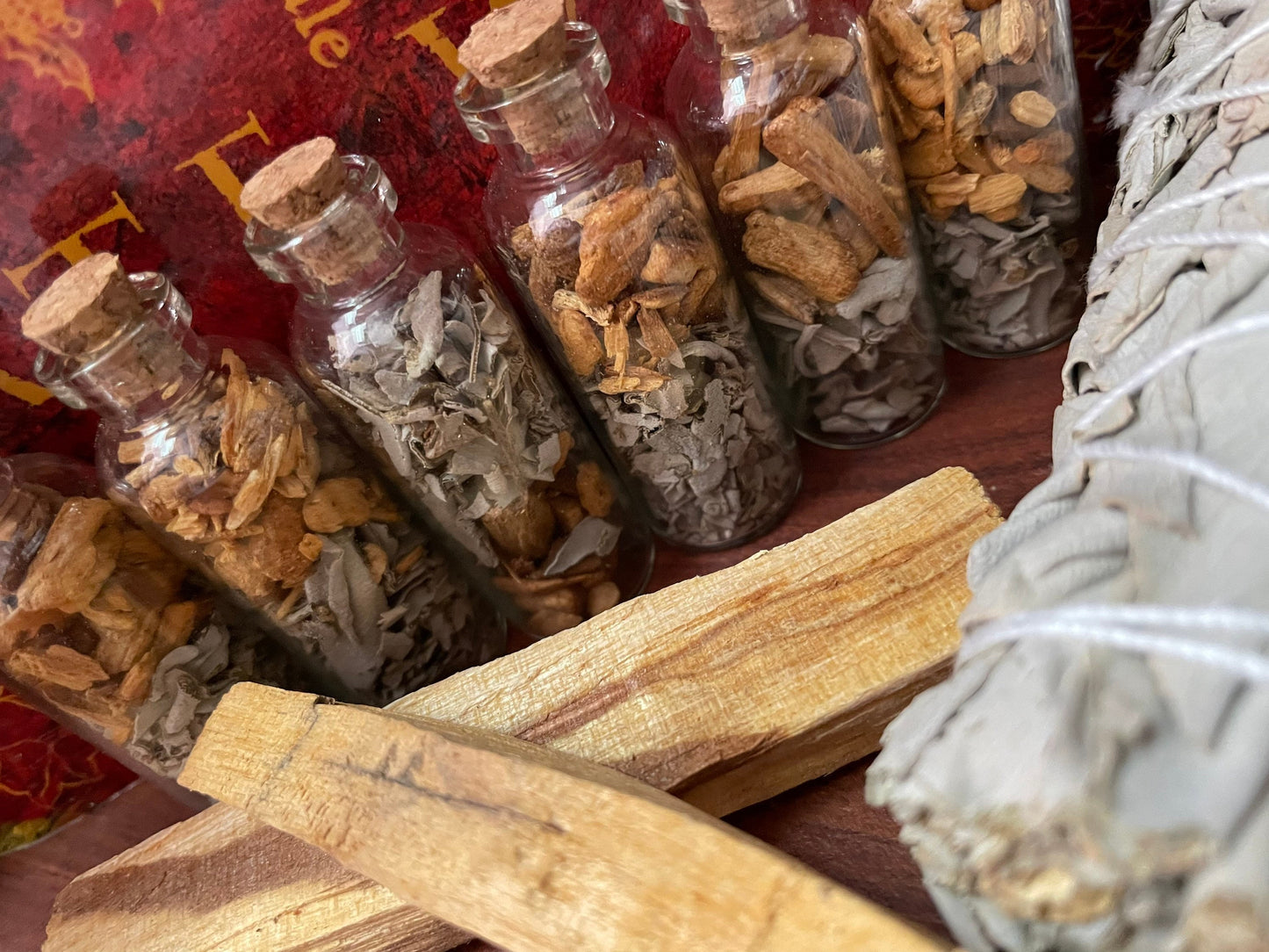 White Sage & Palo Santo Vial with Cork - Protection and Purification - Witch Gift - Protection Amulet