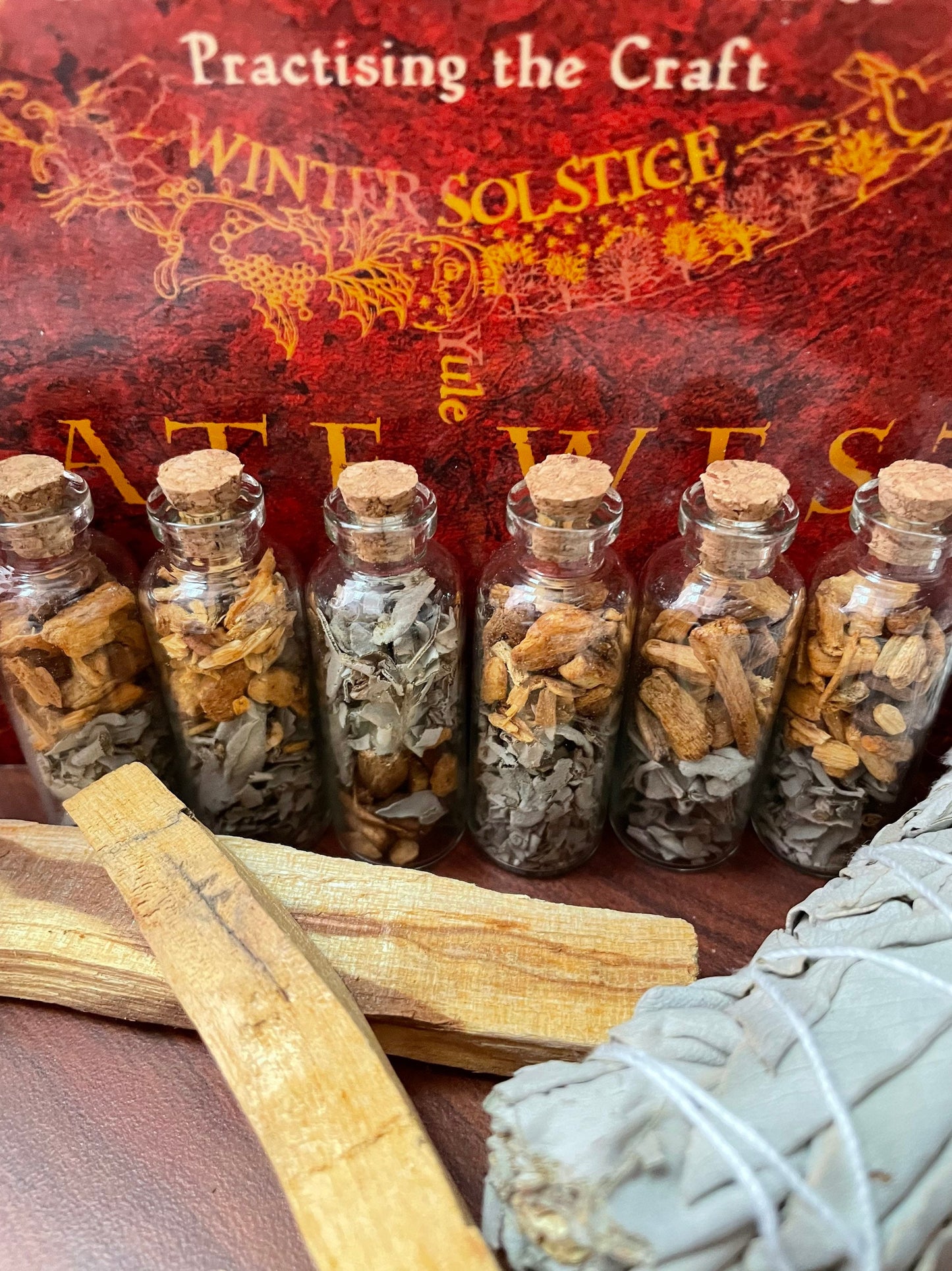 White Sage & Palo Santo Vial with Cork - Protection and Purification - Witch Gift - Protection Amulet