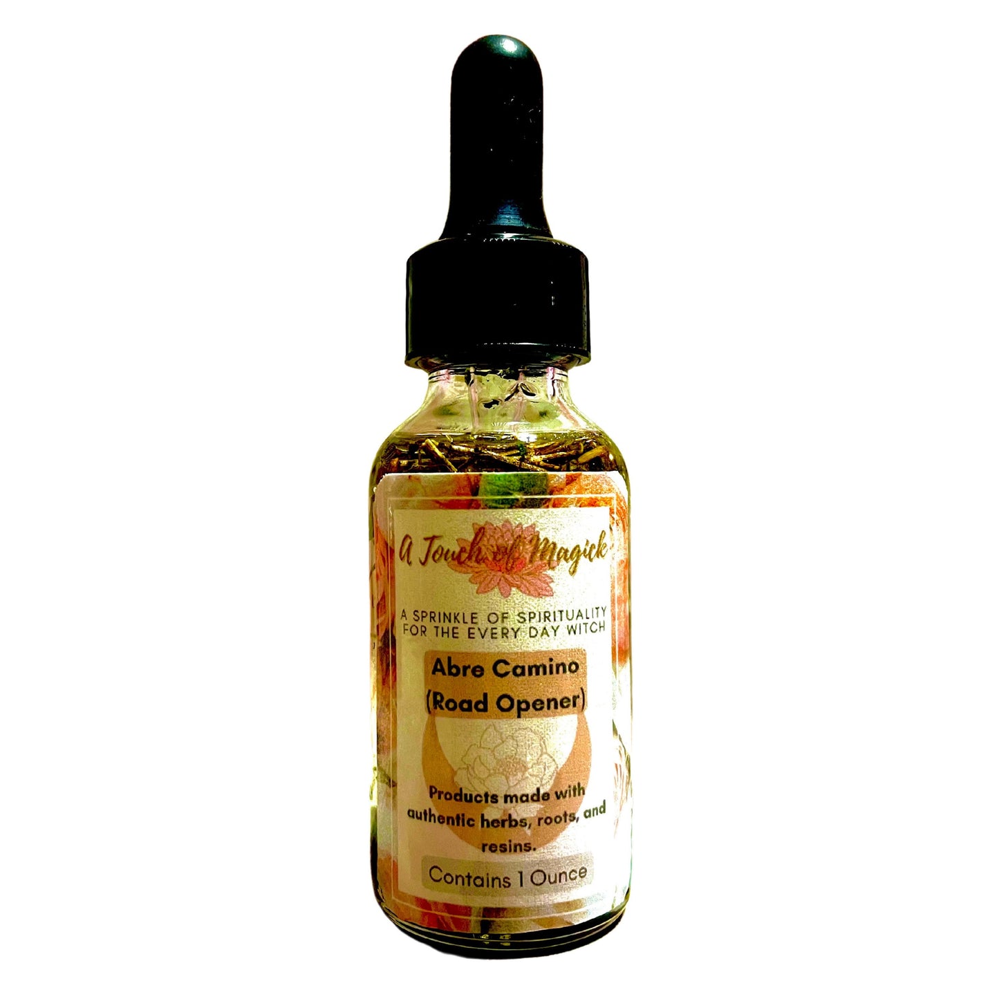 Abre Camino (Road Opener) Oil - 1 Oz - Made with Herbs, Roots, Resins, Powders & Oils to Manifest your Intentions - Authentic Ingredients