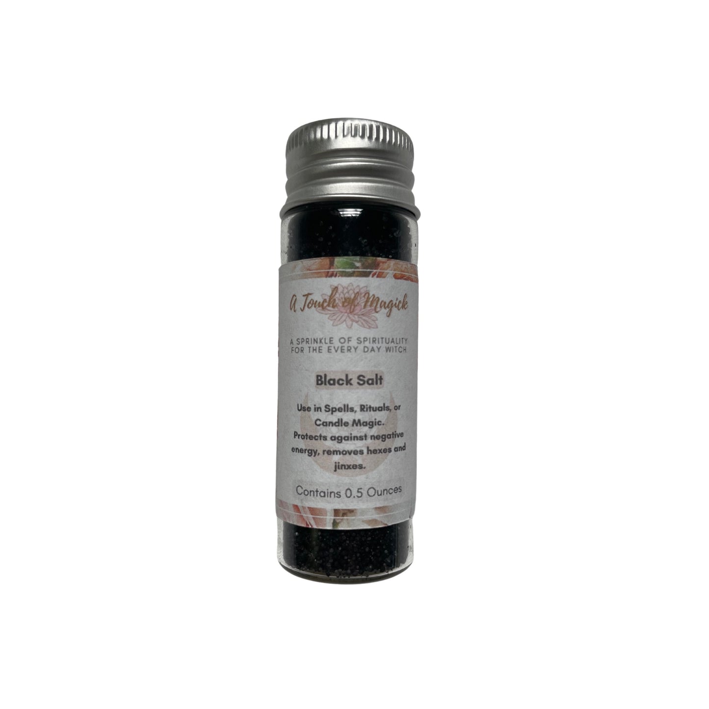 Witch Black Salt in Glass Vial with Lid for Banishing - Protection - Spell Reversal - Negative Energy Removal - Shielding - Witch Tools