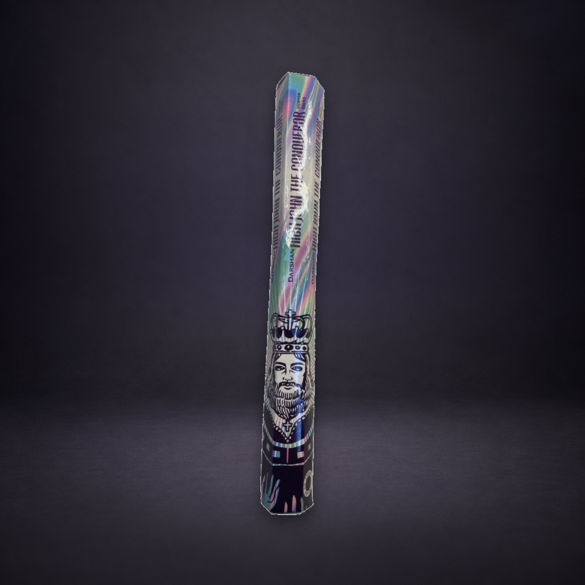 High John the Conqueror incense package on a matte charcoal and subtle royal-purple background.