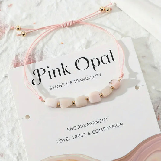 Pink Opal Stone Adjustable Bracelet | Spiritual Jewelry