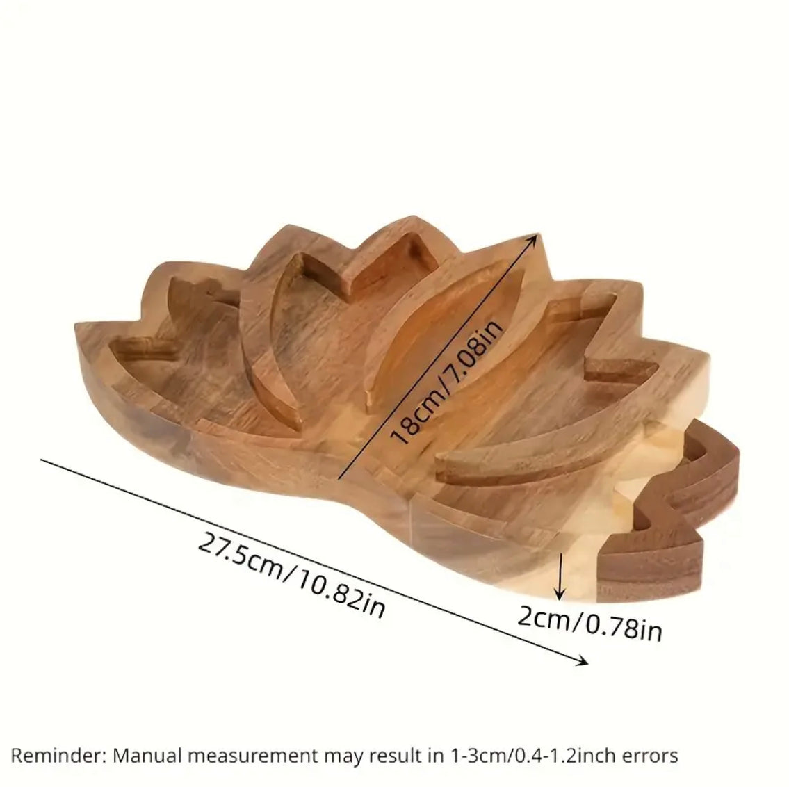 Wooden Lotus Crystal Display Tray | Crystal Holder & Display | Approximately 10” x 7” x 0.75”