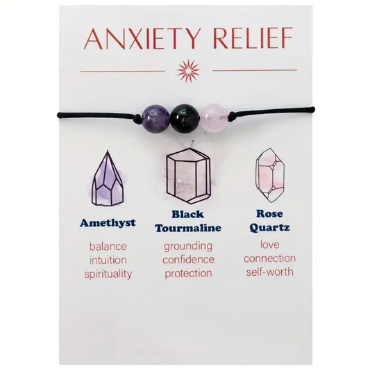 Anxiety Relief Stone Bracelet | Amethyst | Black Tourmaline | Rose Quartz