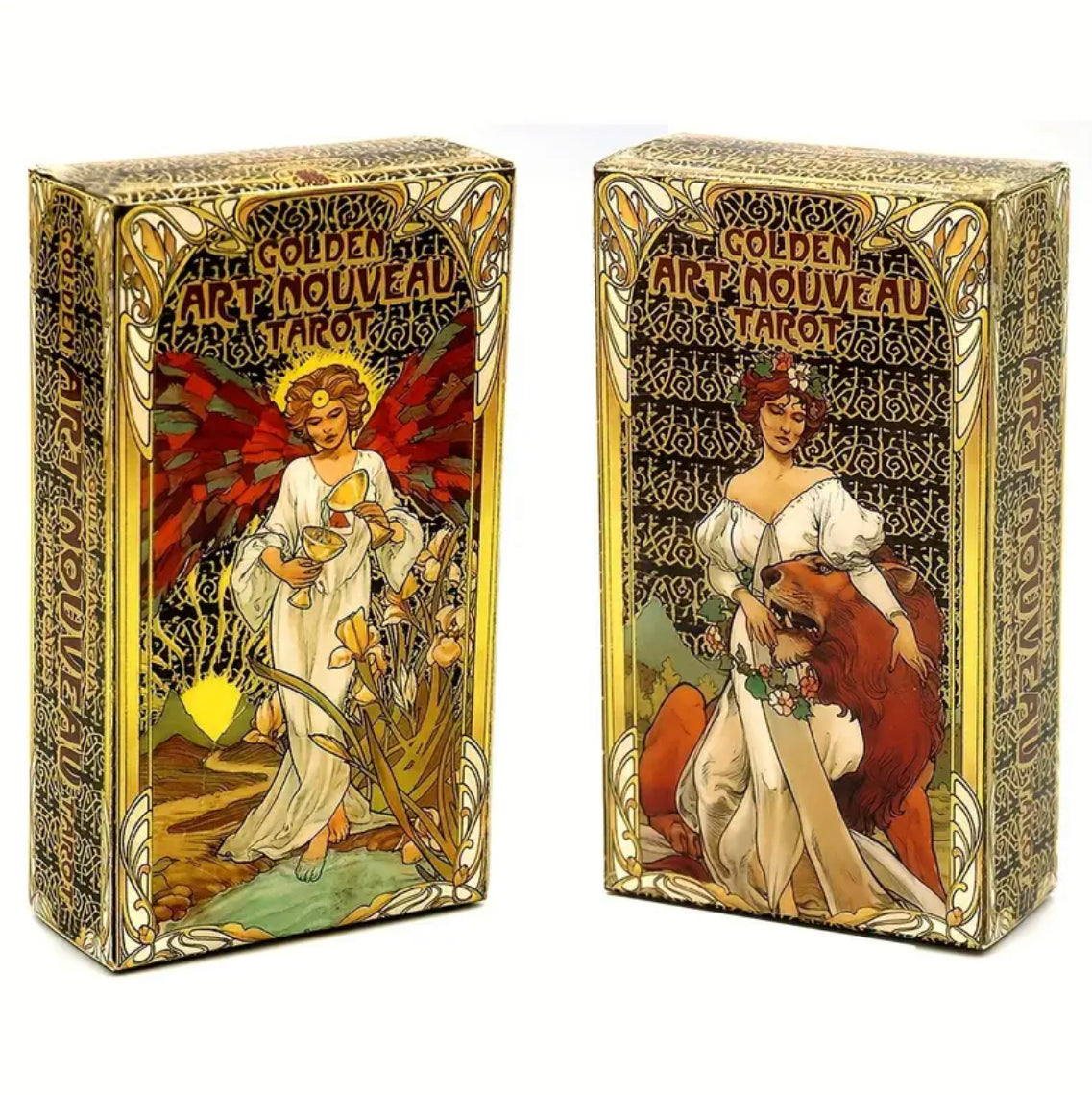 Golden Art Nouveau | Tarot Cards | English | Divination Tools | Cartomancy | Witch Supplies