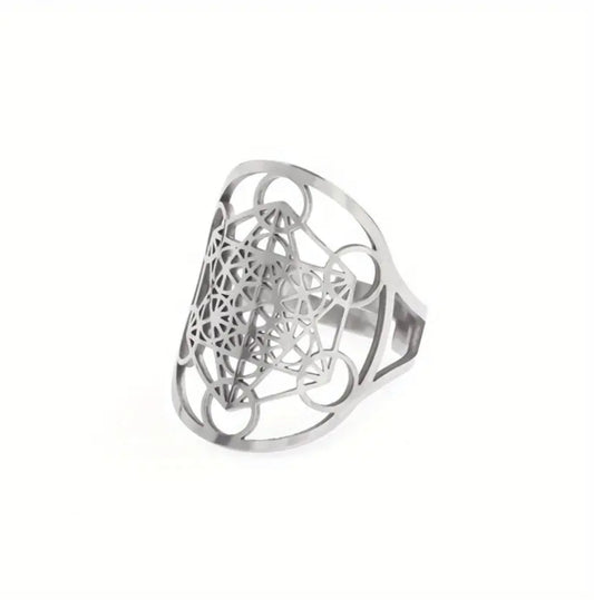 Metatron’s Cube Ring | Stainless Steel | Adjustable