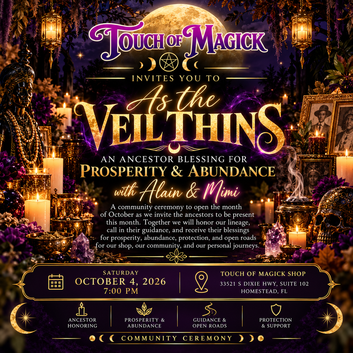 As the Veil Thins: An Ancestor Blessing for Prosperity & Abundance [Oct 4] @ Touch of Magick Shop