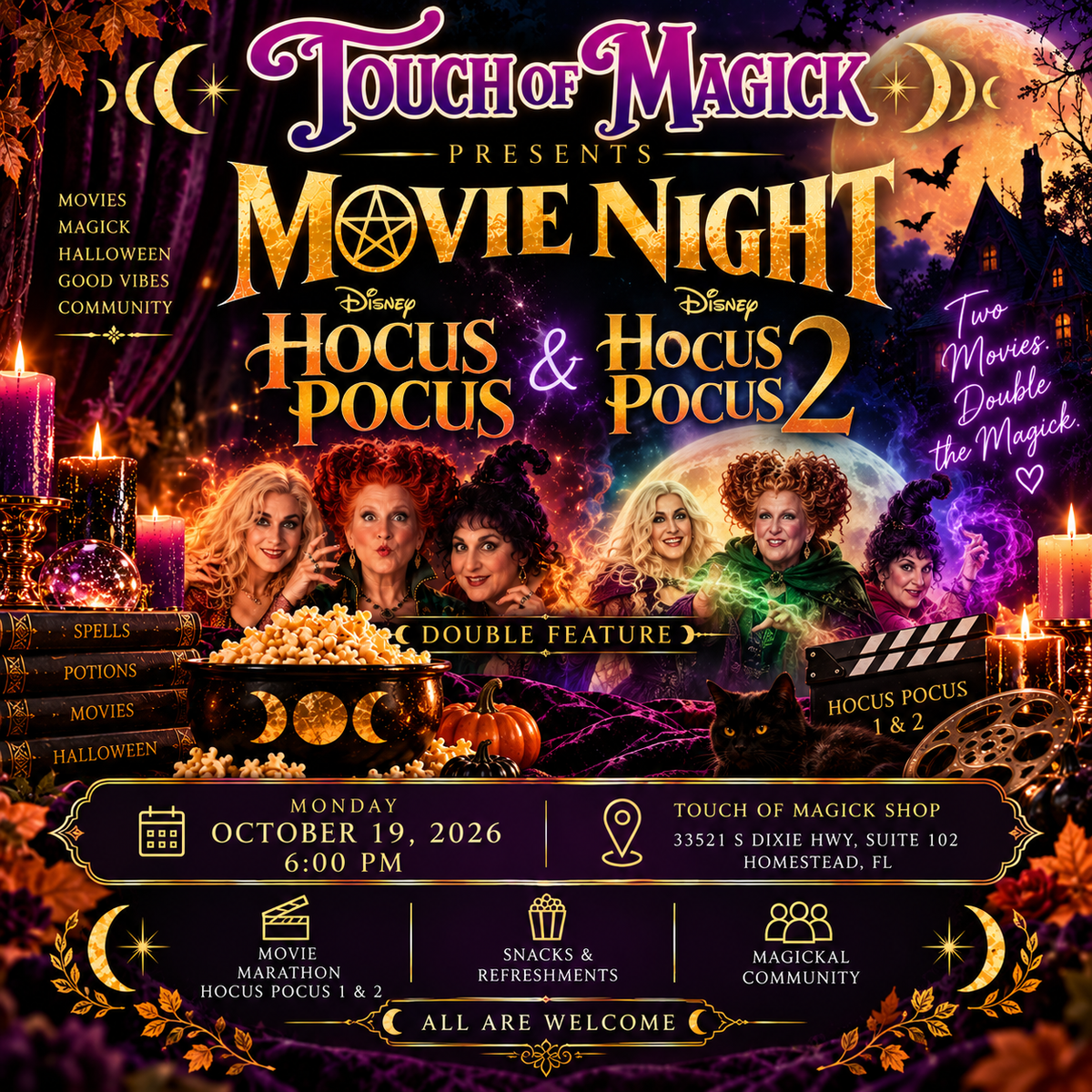 Movie Night: Hocus Pocus Marathon [Oct 19 @ 6PM]