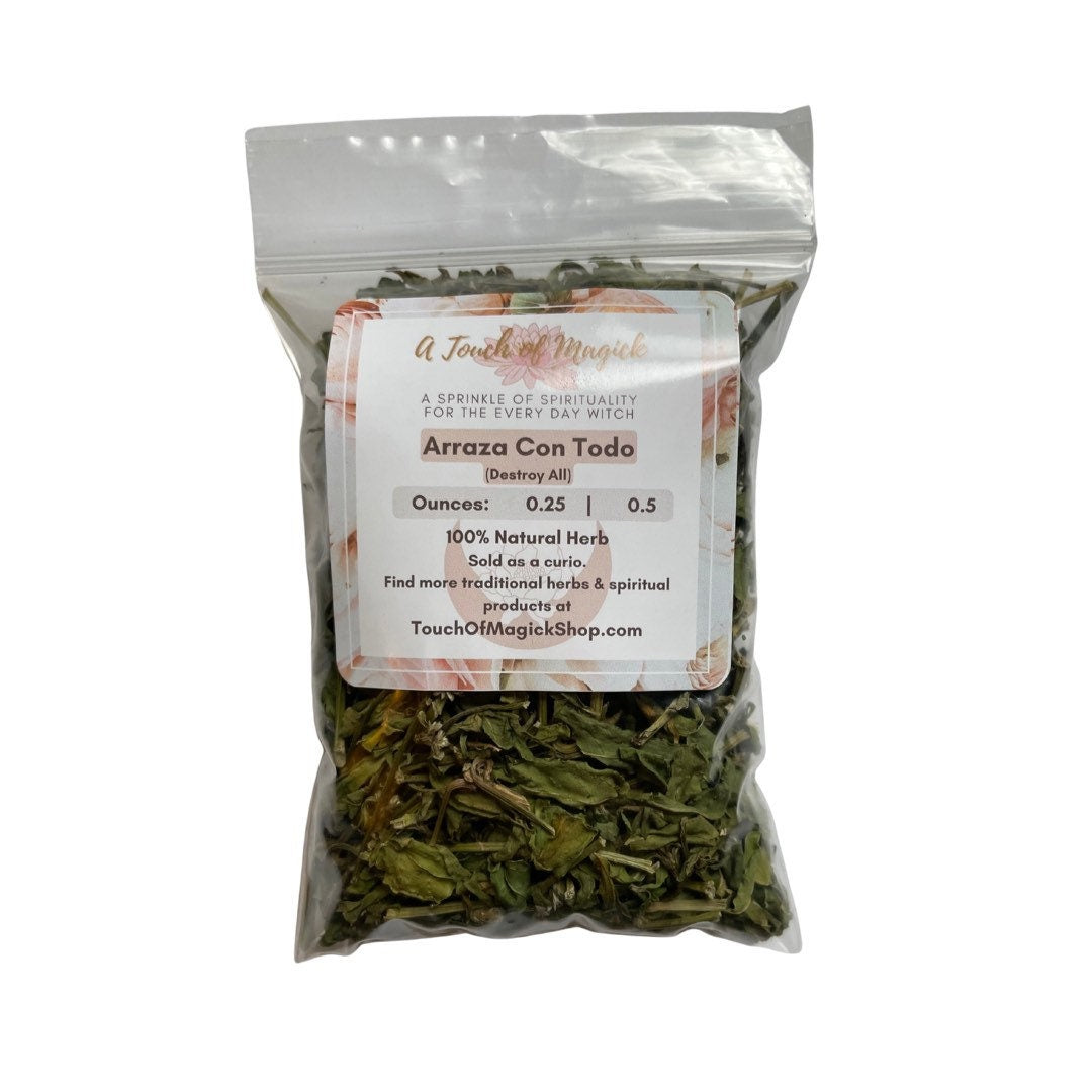 Arraza Con Todo | Destroy All | 0.5 Ounce Dried Herb | Traditional Herb Supplier & Manufacturer | Santeria | Hoodoo | Spell Supplies