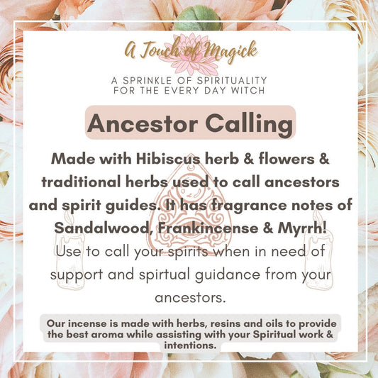 Ancestor Calling Handmade Incense | 8 Sticks Pack | Aids in Ancestor Magick & Calling Spirits and Guides for Assistance During Workings