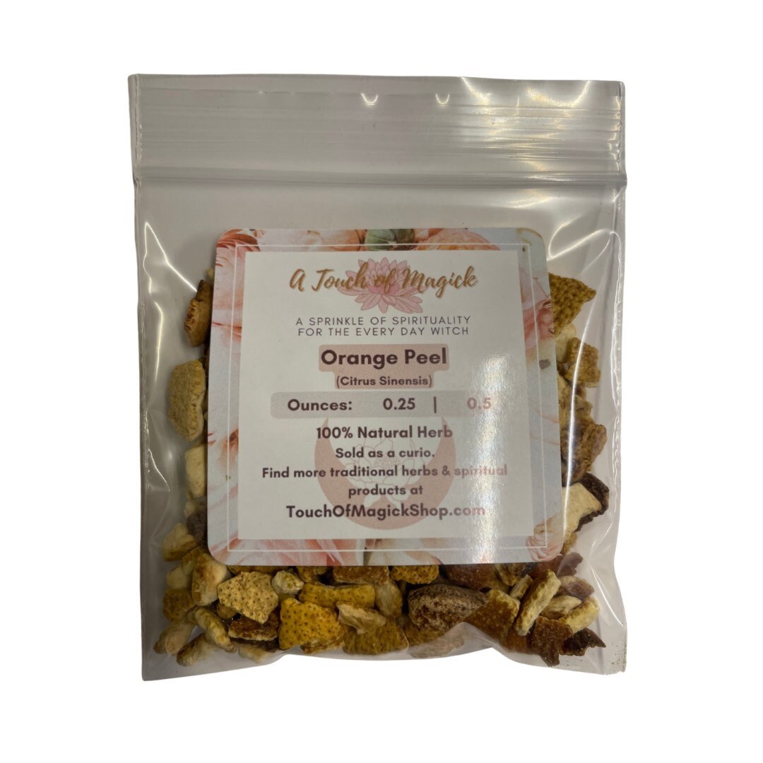 Orange Peel | Citrus Sinensis | 0.5 Ounces | Used for Love, Abundance & Divination | Use in Spell Bottles, Mojo Bags | Witch Herb