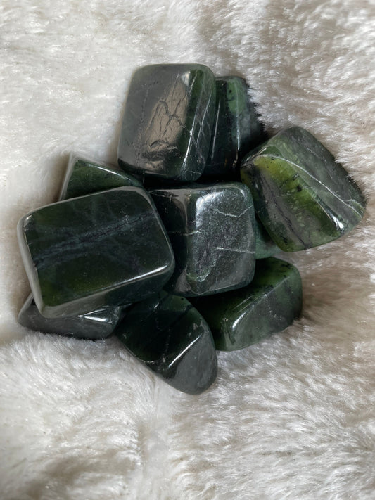 Nephrite Jade | Tumbled Stone | 1 Large Piece | Encourages Good Luck & Fortune | Associated with Deep Peace, Balance and Strength