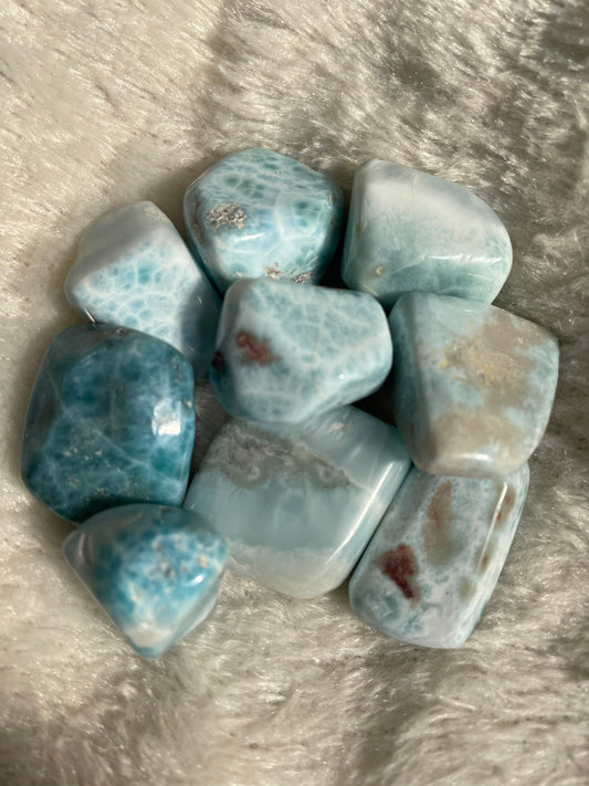 Larimar Tumbled Stone | 1 Piece | Enlightenment & Healing, Inner Wisdom, and Manifestation | 100% Authentic | LIMITED SUPPLY