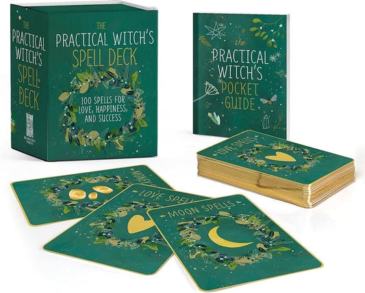 The Practical Witch Spell Deck | English | FREE Crystal Included with Order | Divination Tools | Cartomancy | Witch Supplies