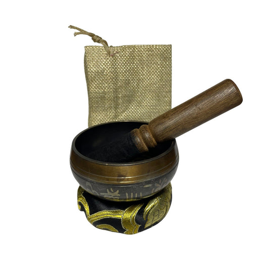 Tibetan Singing Bowl - 3.15 Inches Diameter with Twine Bag | Spiritual Instruments & Tools | Meditation | Sound Cleansing | Peace | Calm