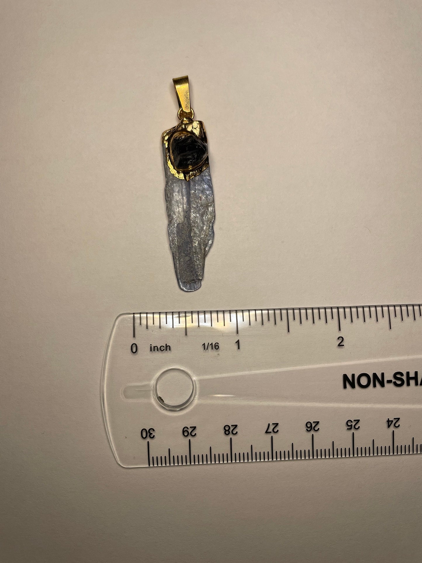 Tourmaline & Kyanite Gold Pendant | About 1.5 to 3 Inches Long | Spiritual Pendant | Protection | Witch Talisman | Protection Crystal