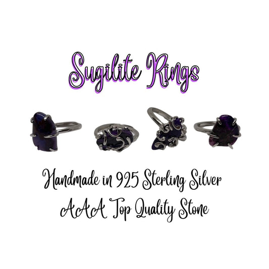 Sugilite Ring | Top Quality AAA | 925 Sterling Silver | Spiritual Jewelry | Psychic Development | Witch Talisman | Spiritual Crystal