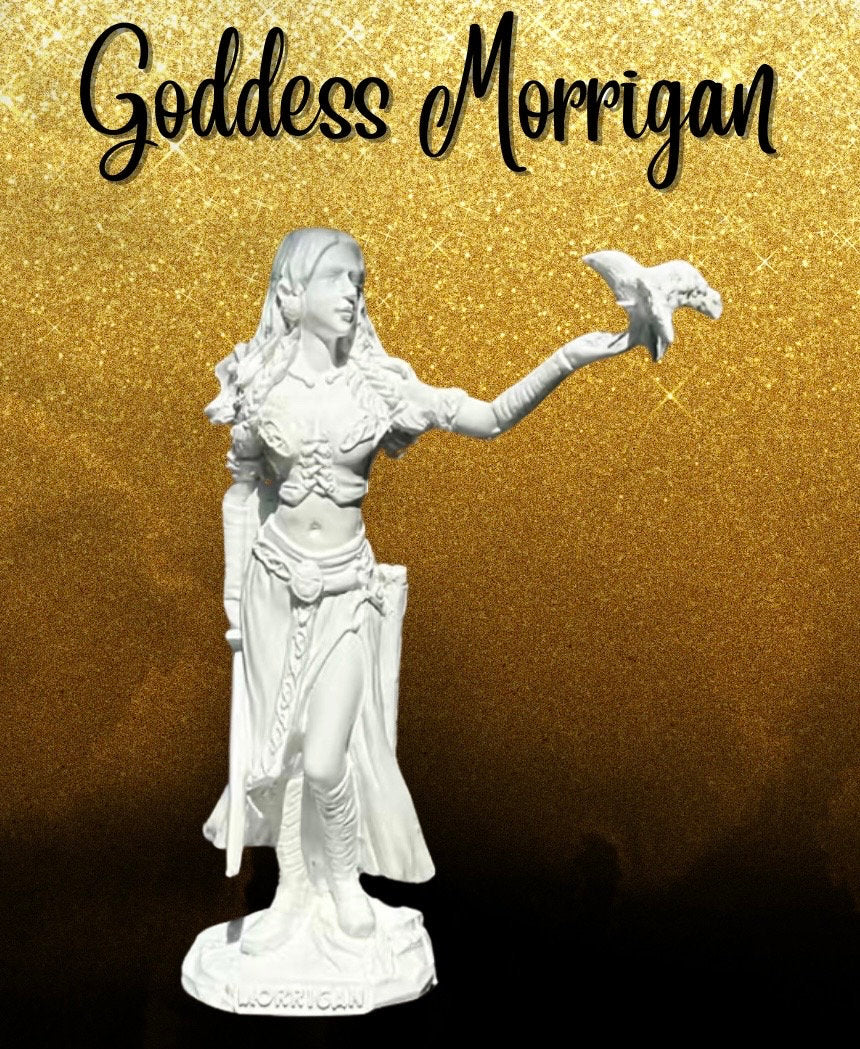 Goddess Morrigan Figurine | Approximately 6in x 4in | Warrior-Queen Goddess | Celtic | White Resin | Statue | Altar Supplies | Pagan Decor