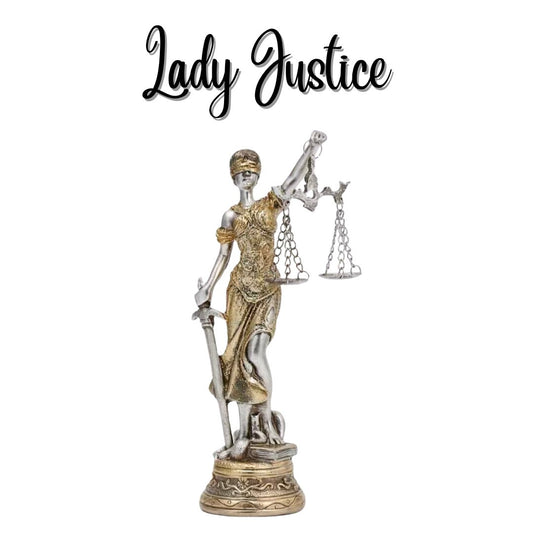 Lady Justice Figurine | Approximately 8in x 2in | Fairness & Equality | Balance | Colored Resin | Statue | Altar Supplies | Pagan Decor |