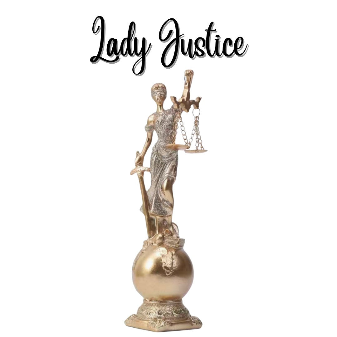 Lady Justice Figurine | Approximately 10in x 2.5in | Fairness & Equality | Balance | Colored Resin | Statue | Altar Supplies | Pagan Decor |