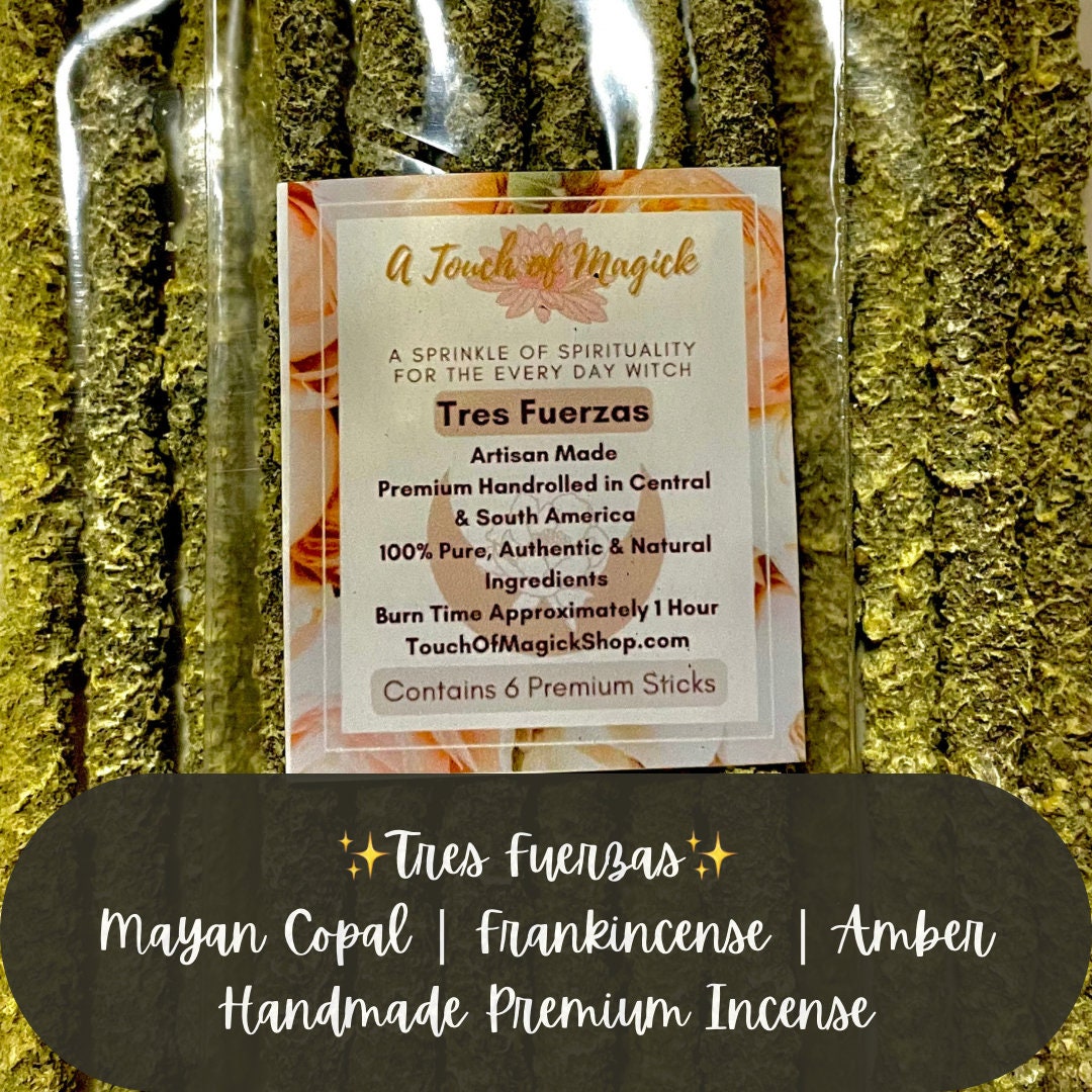 Tres Fuerzas | Three Forces | Mayan Copal, Frankincense, Amber | 6 Pack | Handmade Incense | Artisan Handmade |