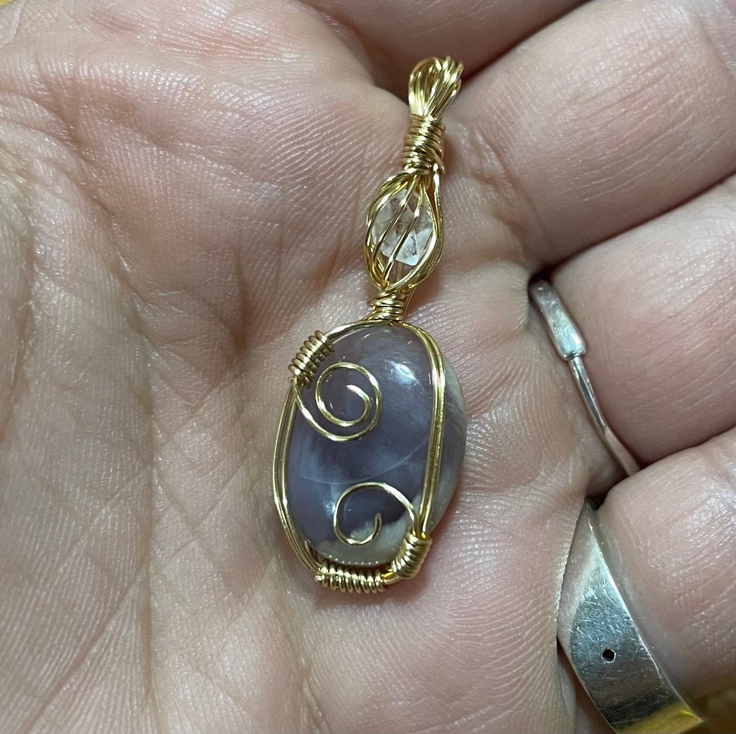 Sugilite & Herkimer Diamond Pendant | Quality Cabochon | Hand Wrapped | Spiritual Jewelry | Witchy | Spiritual Crystal