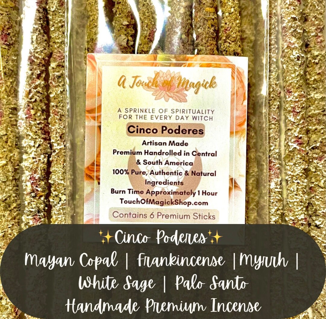Cinco Poderes | Five Powers | Mayan Copal, Palo Santo, Frankincense, Myrrh, White Sage | 6 Pack | Handmade Incense |
