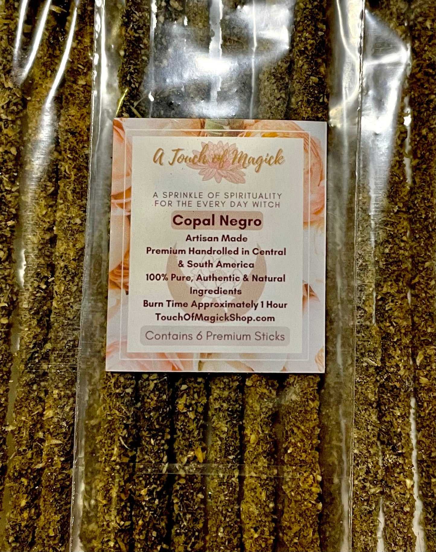 Copal Negro | Black Copal | Premium Resin Stick | 6 Pack | Handmade Incense | Artisan Handmade |