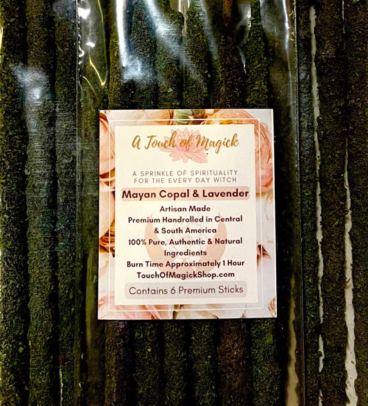 Mayan Copal Lavender | Premium Resin Stick | 6 Pack | Handmade Incense | Cleansing & Purifying | Artisan Handmade |