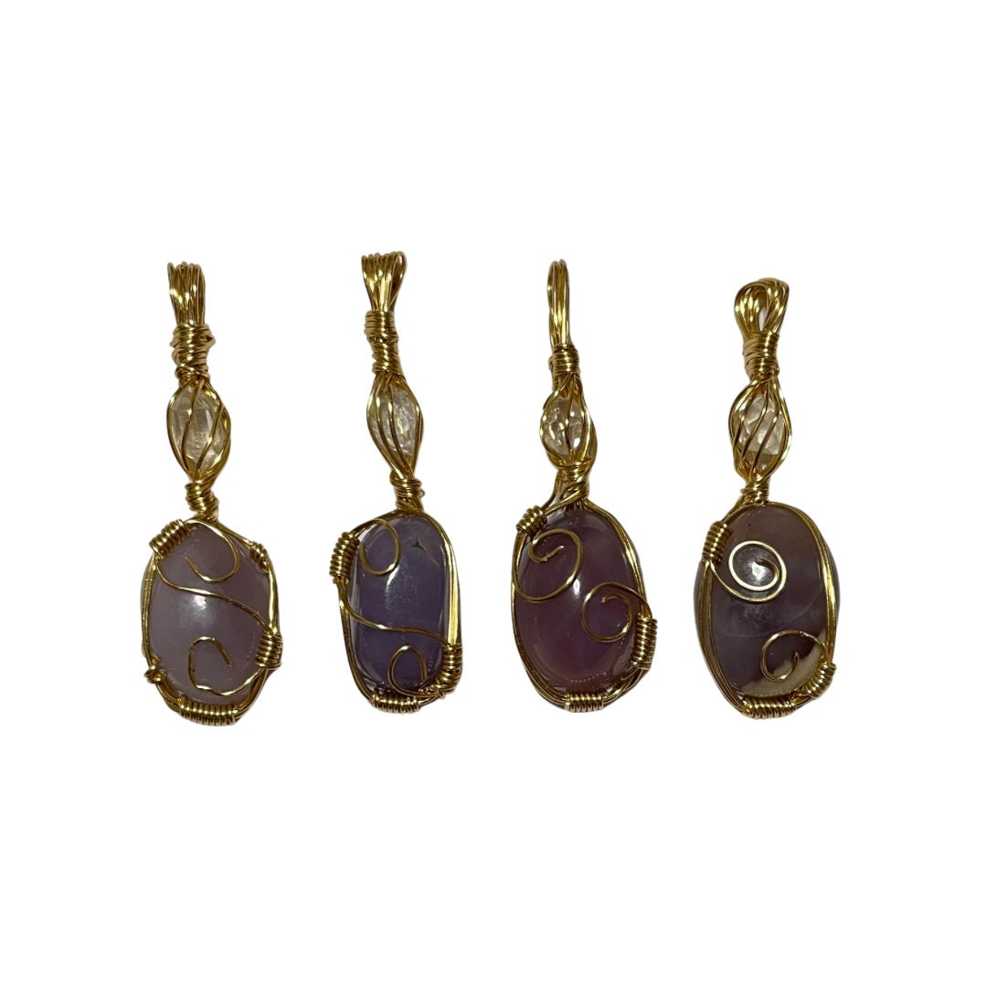 Sugilite & Herkimer Diamond Pendant | Quality Cabochon | Hand Wrapped | Spiritual Jewelry | Witchy | Spiritual Crystal