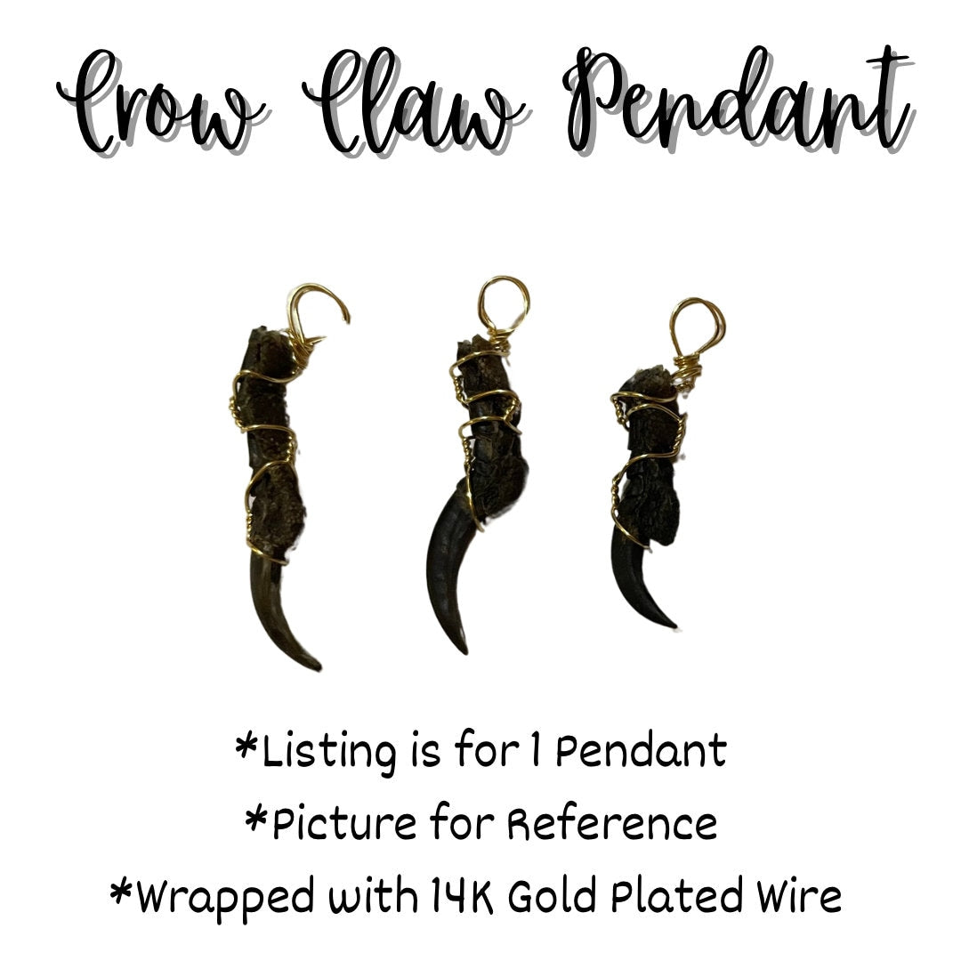 English Crow Claw Pendant | Wire Wrapped | Witch Amulet | Pagan Jewelry | 14k Gold Plated Wire