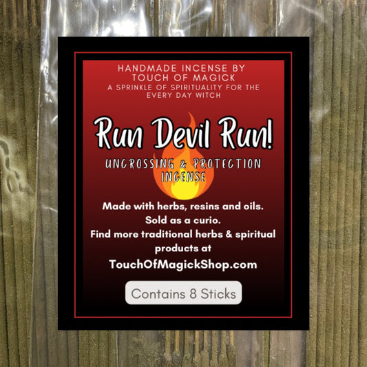 Run Devil Run! | Handmade Incense | 8 Sticks Pack | Traditionally used to Remove and Banish Negative Energy, Workings and Spirits |