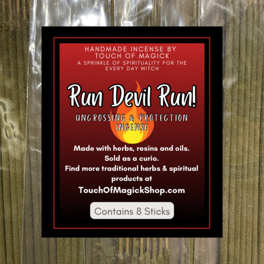 Run Devil Run! | Handmade Incense | 8 Sticks Pack | Traditionally used to Remove and Banish Negative Energy, Workings and Spirits |