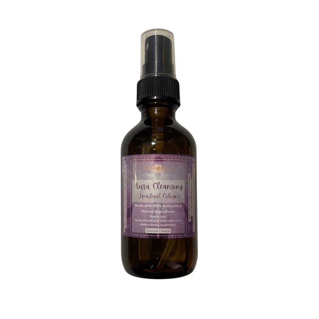 Aura Cleansing | Spiritual Cologne | Contains 2 Ounces | Made with Natural Essential Oils | Amethyst Crystal | Meditation