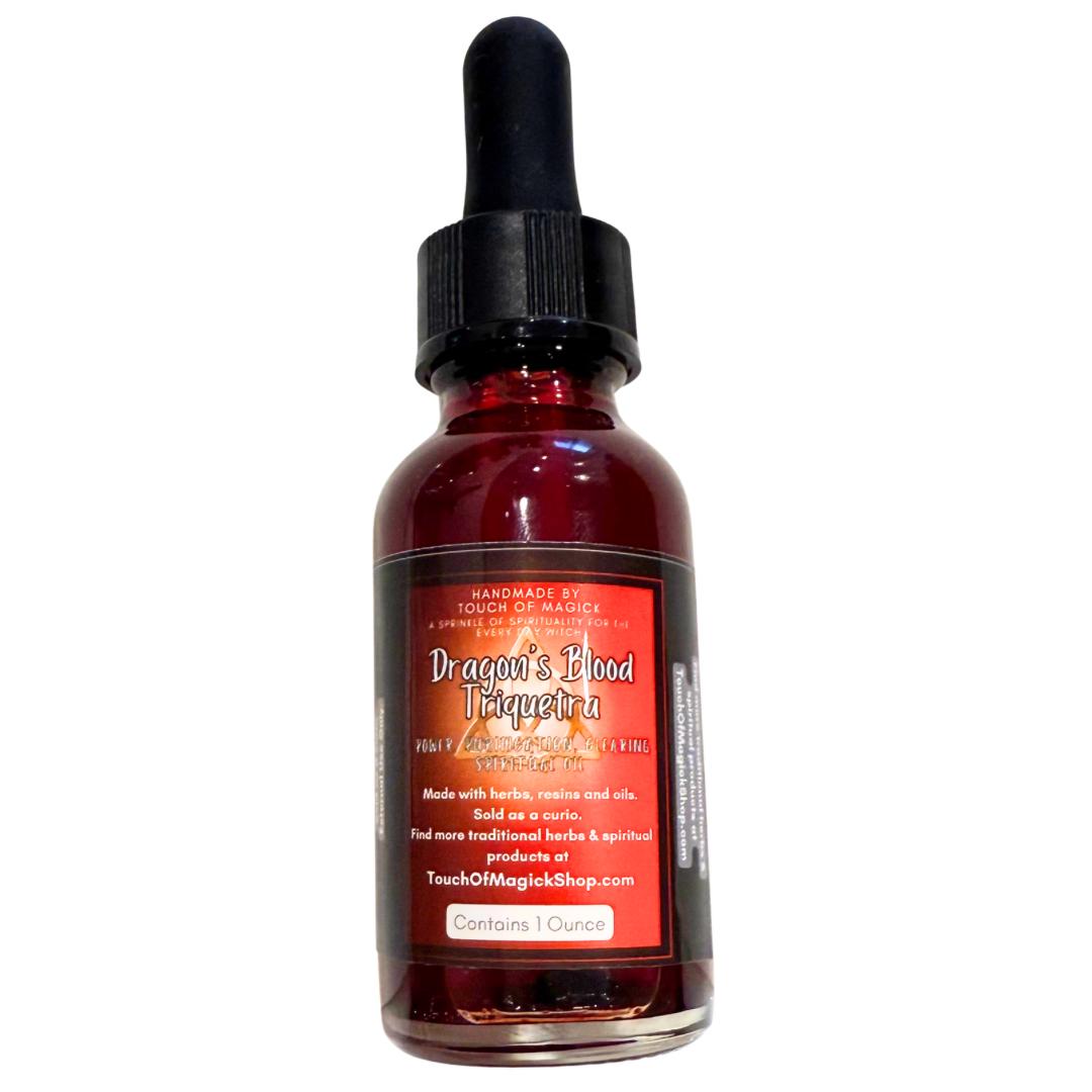 Dragon’s Blood Triquetra Spiritual Oil | Made with Amazonian, Medieval and Dragon’s Blood Resins | 1 oz | Annointing Oil | Spell & Ritual