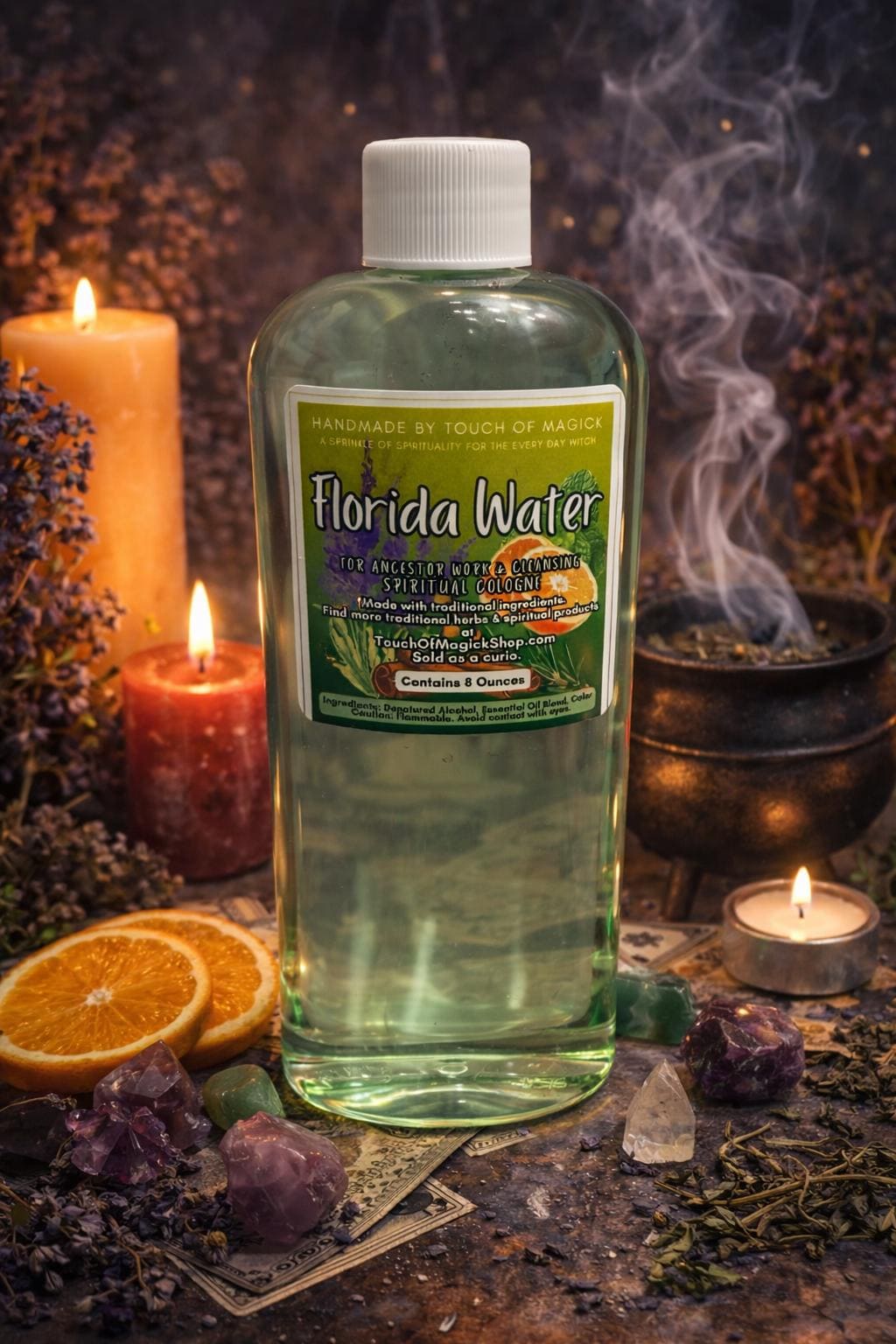Orange Blossom Spiritual Cologne 8 oz | Citrus Floral Cologne for Ritual Use | Spell & Ritual Supply | Spiritual Bath and Home