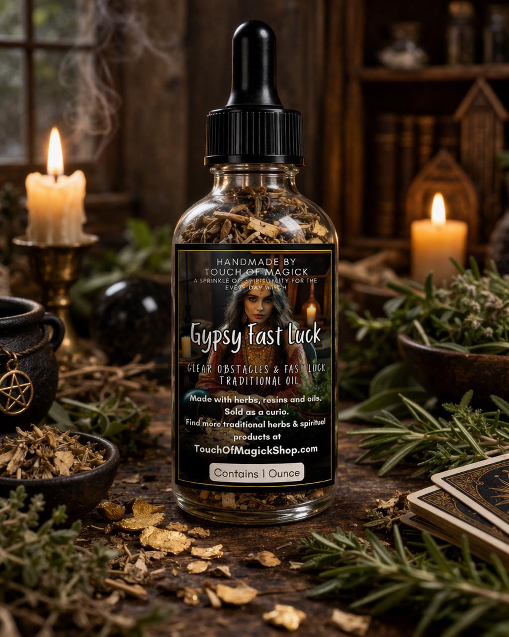 Gypsy Fast Luck Oil | Made with Traditional Ingredients | Ritual & Spell Supplies | 1 Oz | Annointing | Hoodoo | Santeria