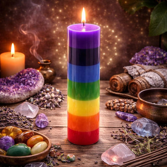 Seven Chakra Pillar Candle | Traditional Spell & Ritual Supplies | Handmade