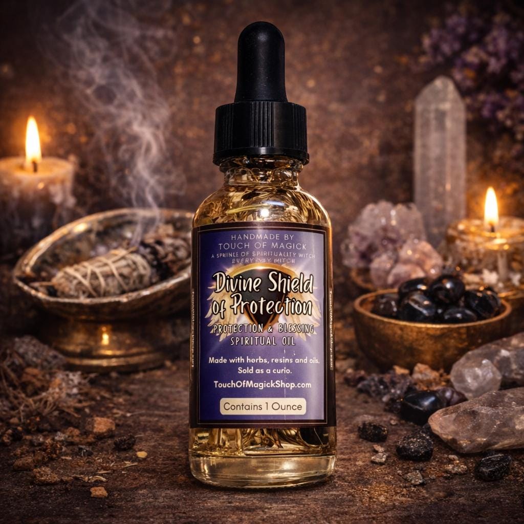 Divine Shield of Protection Spiritual Oil | Made with Traditional Herbs, Roots, Resins and Essential Oils | Ritual | 1 Oz