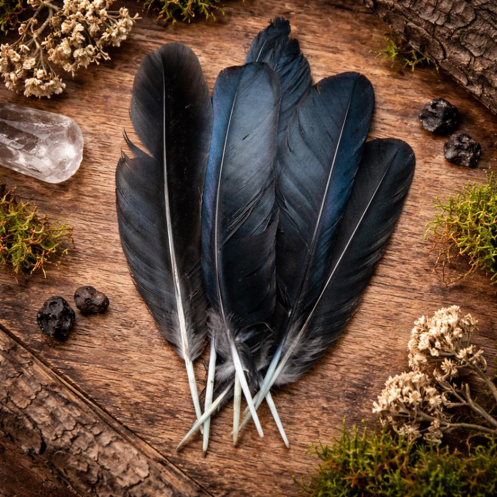 English Crow Feather | Only 1 Feather | Witchcraft Tools | Hoodoo | Santeria | Voodoo | Psychic | Pagan | Spell Supplies