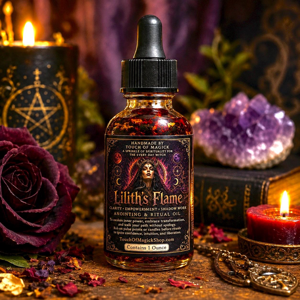 Lilith’s Flame Ritual Oil | Made with Traditional Ingredients | Spell & Ritual Supplies | 1 Oz | Witch |