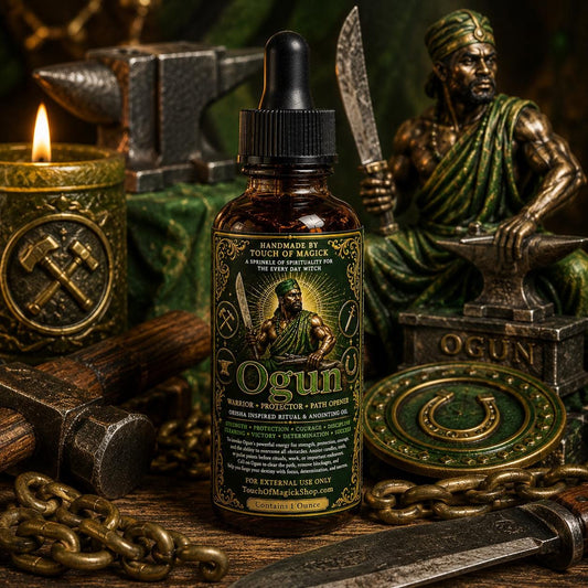 Ogun | Orisha of Warriors | Ritual Oil | Made with Traditional Ingredients | Spell and Ritual Supplies | 1 Oz |