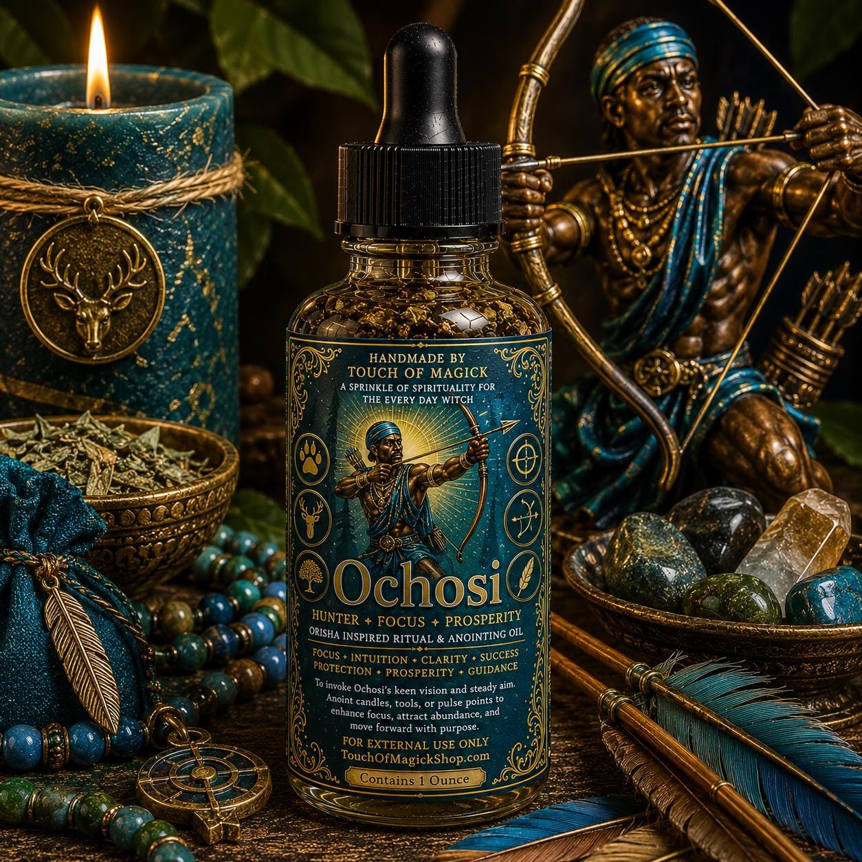 Aje | Orisha of Money, Wealth, Commerce & Prosperity | Ritual Oil | Made with Traditional Ingredients | Spell and Ritual Supplies | 1 Oz